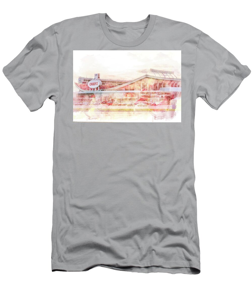 Arrowhead Stadium T-Shirt featuring the photograph 10925 Arrowhead Stadium by Pamela Williams