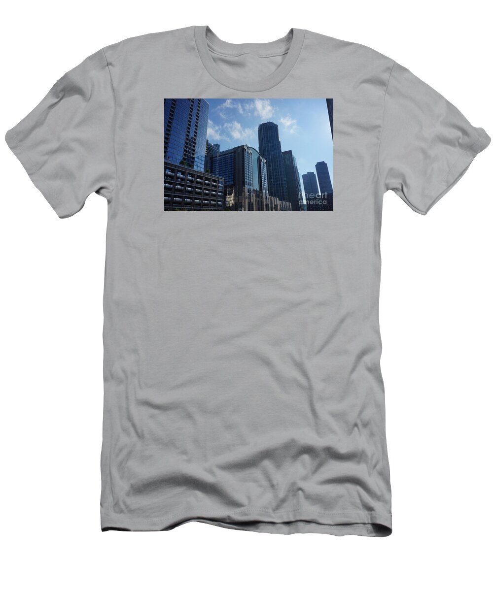 City Of Chicago Landscape - Michigan Lake In Illinois By Adam Asar T-Shirt featuring the painting City of Chicago Landscape - Michigan Lake in Illinois by Adam Asar #15 by Celestial Images