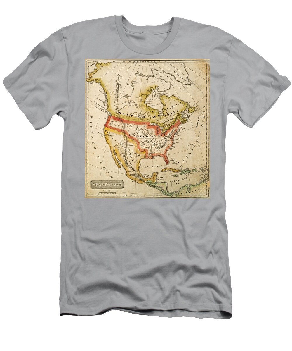 1822 T-Shirt featuring the digital art 1822 Map of North America by Toby McGuire