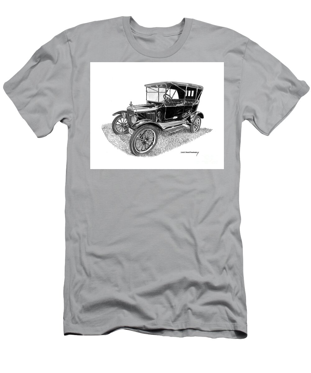 Re-uploaded 1-19-18 T-Shirt featuring the painting 1922 Ford Model T Touring Sedan by Jack Pumphrey