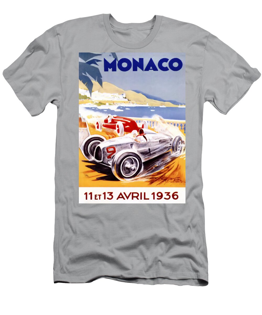F1 T-Shirt featuring the digital art 1936 F1 Monaco Grand Prix by Georgia Fowler