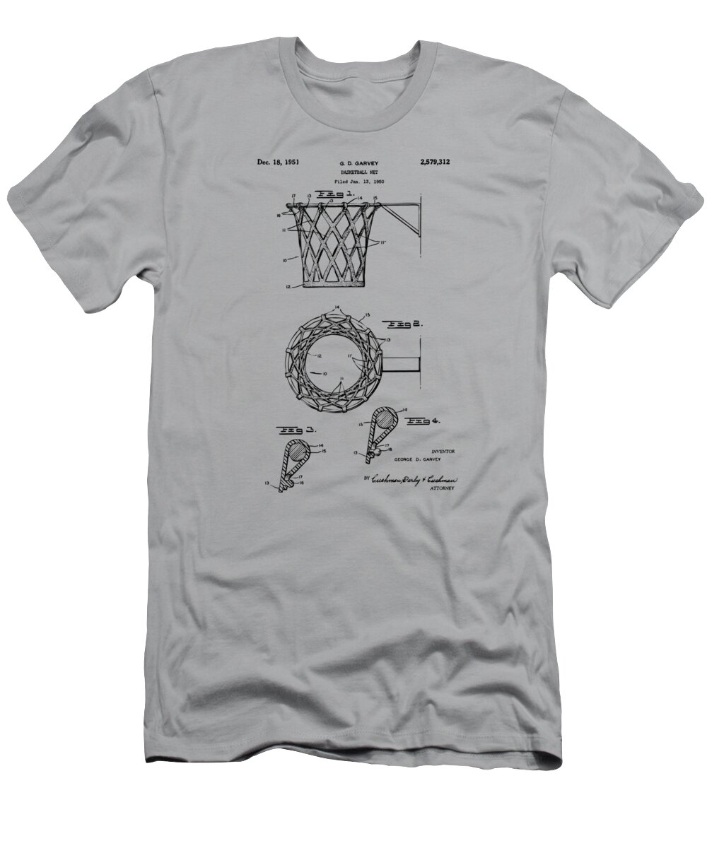 Basketball T-Shirt featuring the digital art 1951 Basketball Net Patent Artwork - Vintage by Nikki Marie Smith