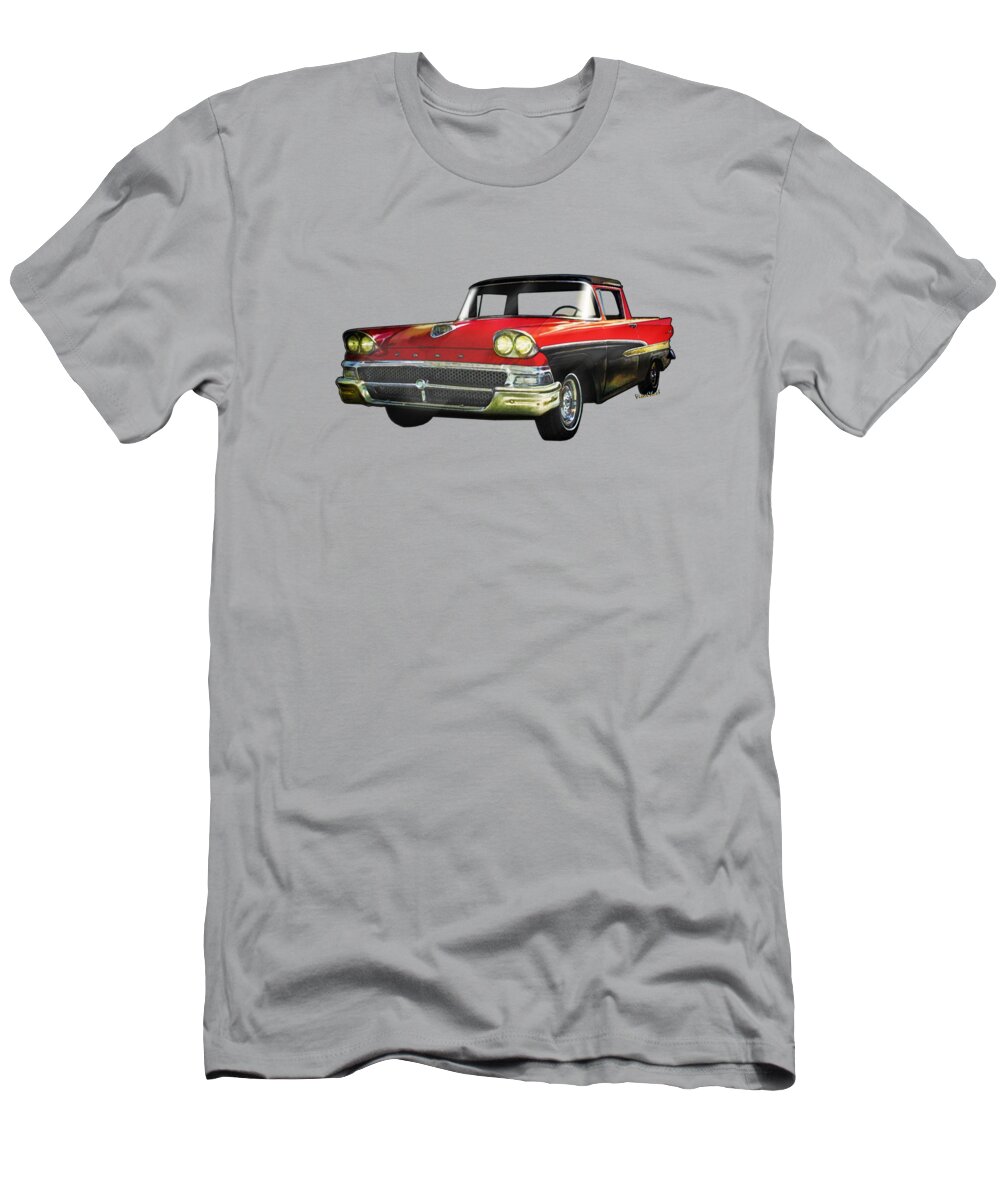 1958 T-Shirt featuring the digital art 1958 Ford Ranchero Watercolour by Chas Sinklier