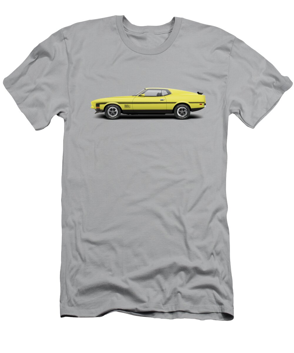 Fine Jackson - Ford T-Shirt Mach 1971 1 351 Grabber Yellow Art by Ed Mustang - America