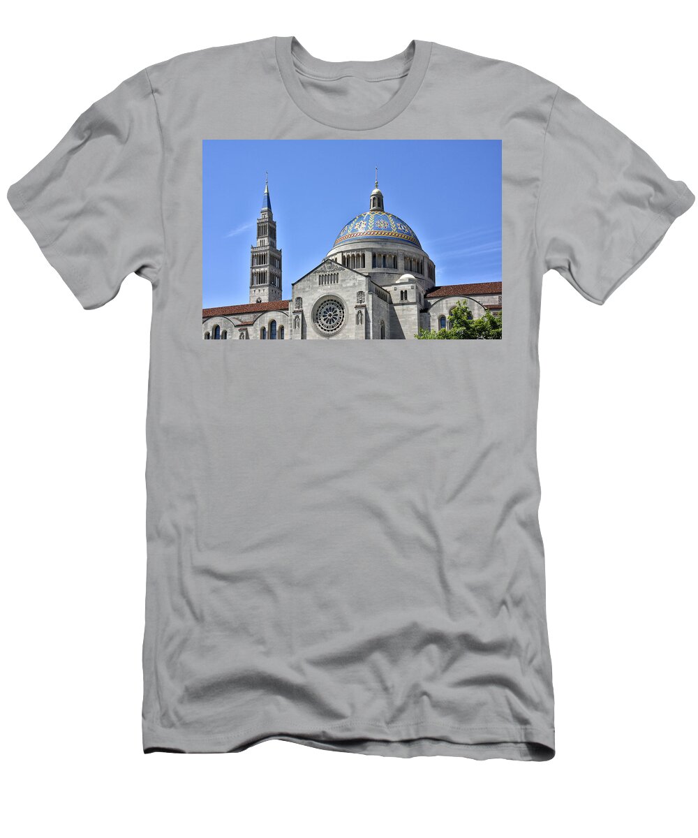basilica Of The National Shrine T-Shirt featuring the photograph Basilica of The National Shrine of the Immaculate Conception #2 by Brendan Reals