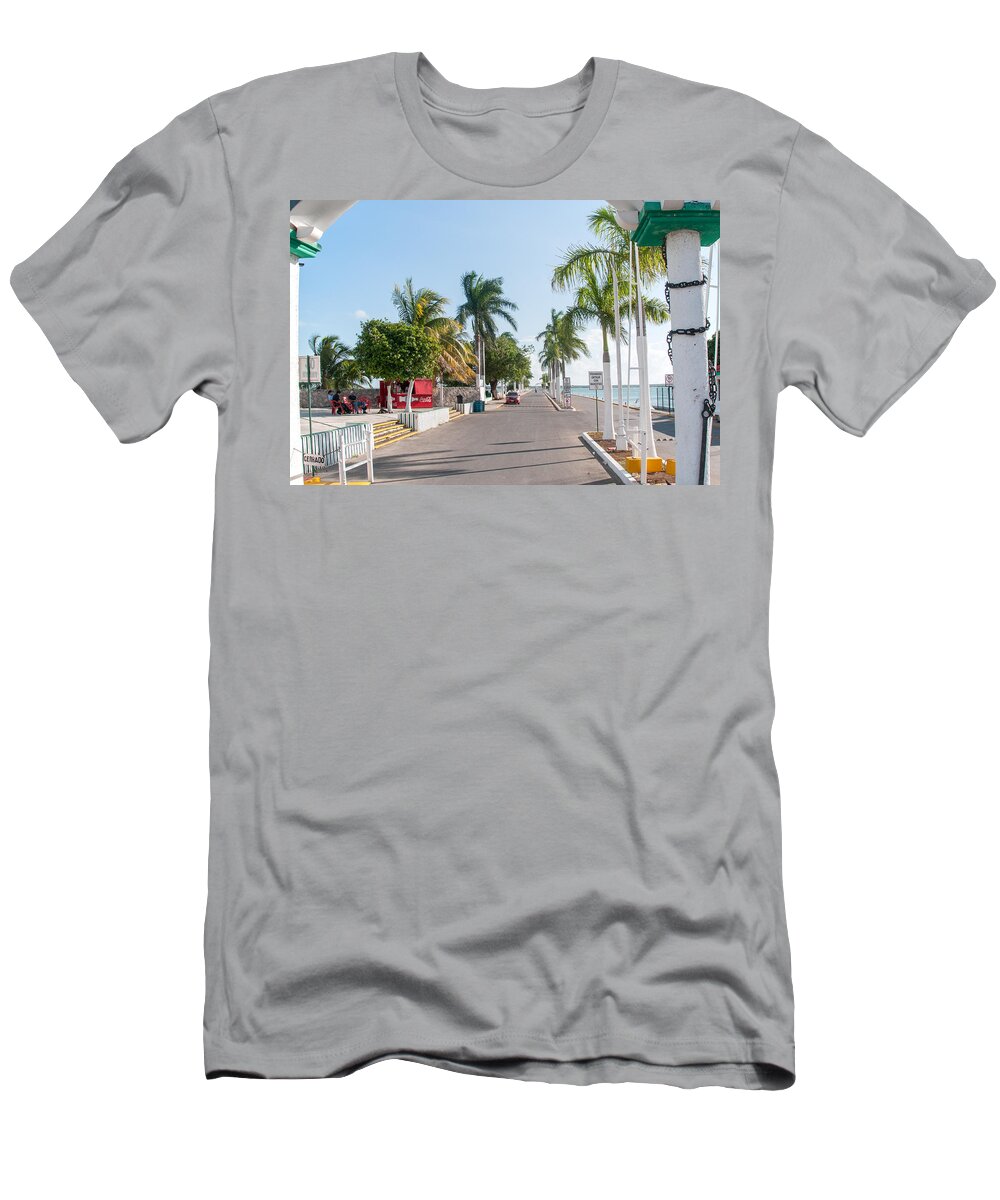 Mexico Quintana Roo T-Shirt featuring the digital art Chetumal Dock and Boats #2 by Carol Ailles