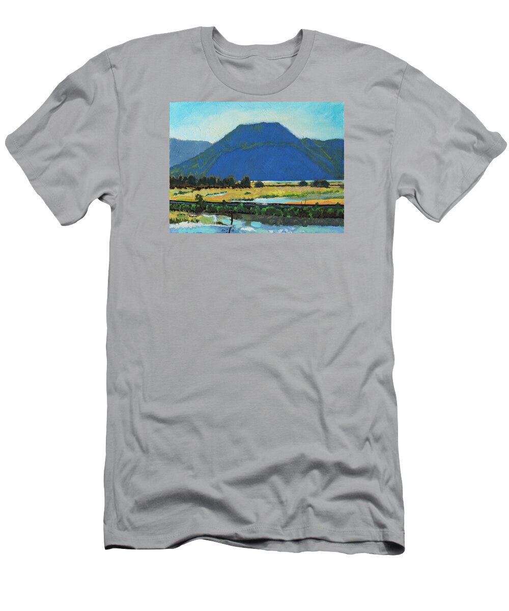 Derr T-Shirt featuring the painting Derr Mountain #2 by Robert Bissett