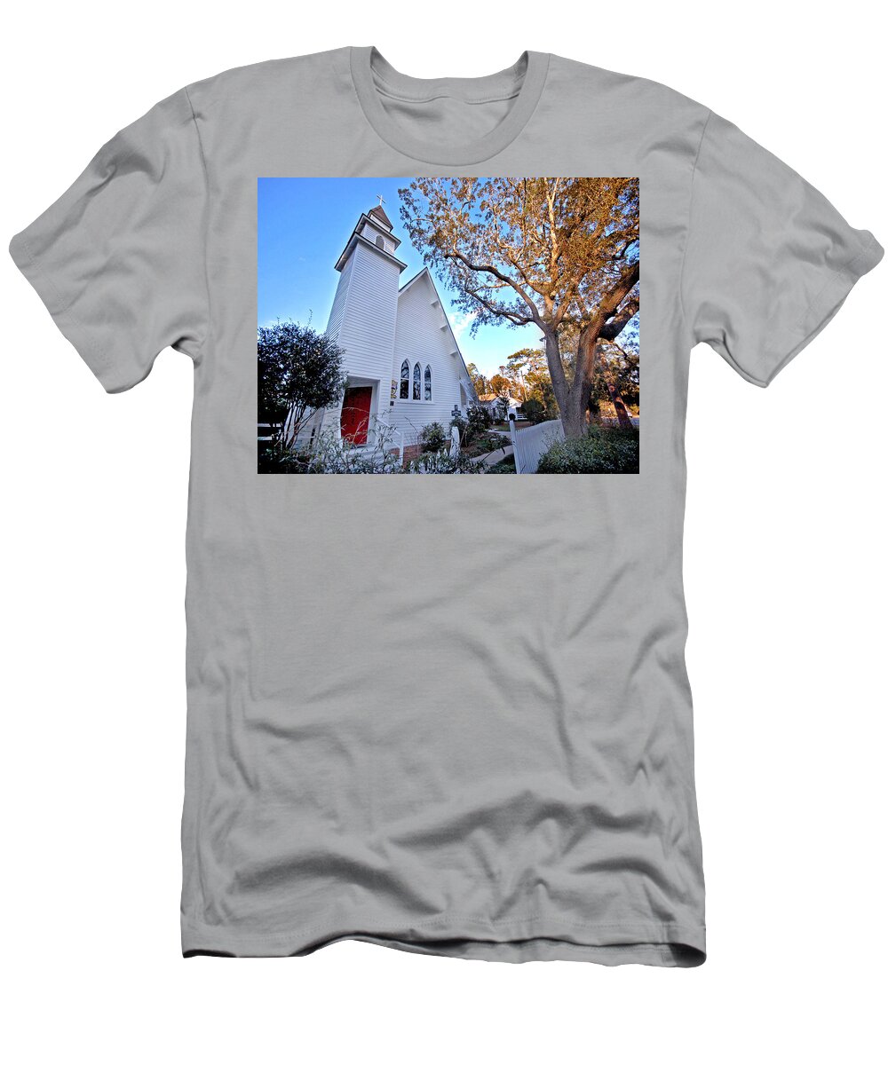 Church T-Shirt featuring the painting Magnolia Springs Alabama Church by Michael Thomas