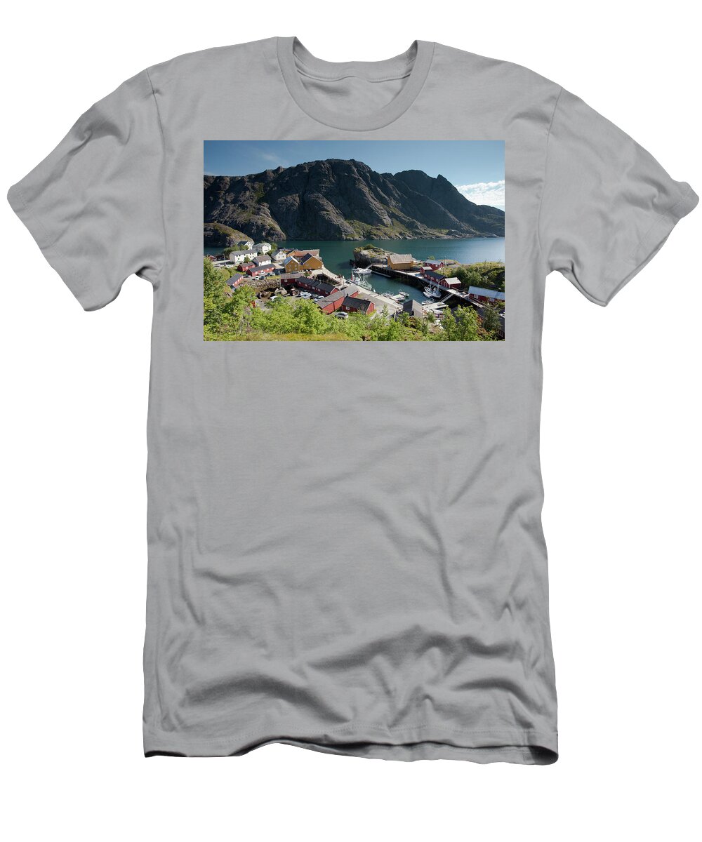 Nusfjord T-Shirt featuring the photograph Nusfjord Fishing Village #2 by Aivar Mikko