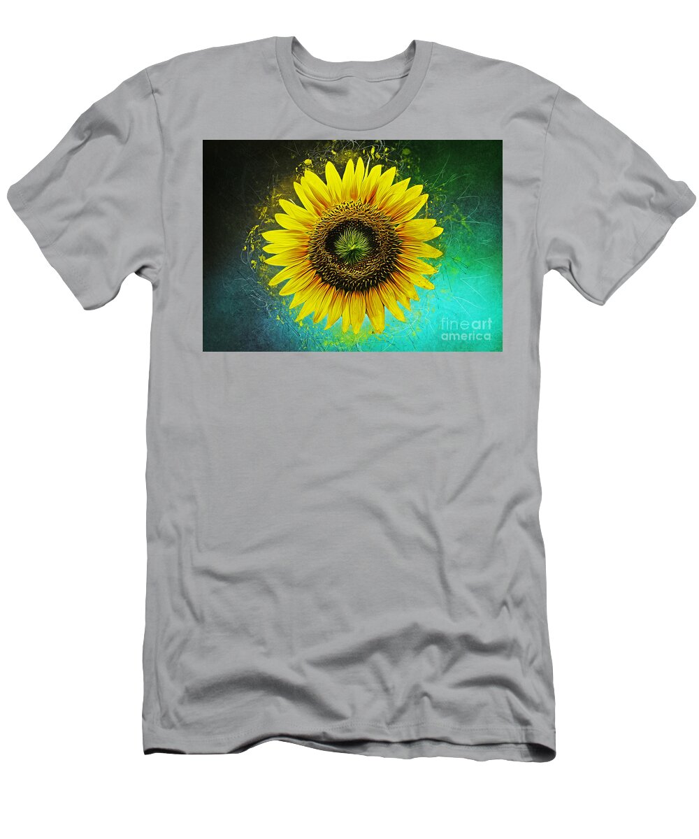 Sunflower T-Shirt featuring the mixed media Sunflower #2 by Ian Mitchell