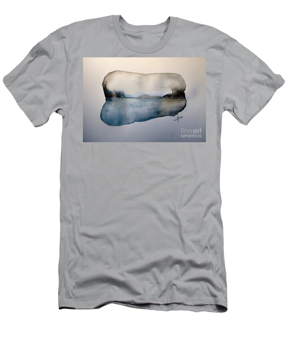 Landscape T-Shirt featuring the painting Sunset on the Lake #3 by Vesna Antic