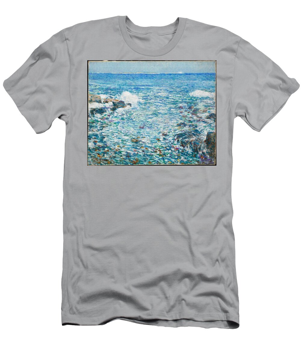 Surf T-Shirt featuring the painting Surf, Isles of Shoals #2 by Celestial Images