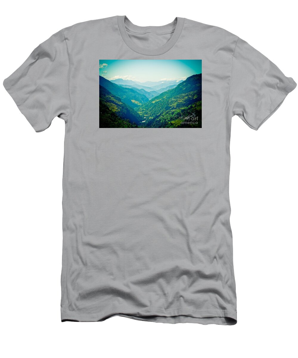 Annapurna T-Shirt featuring the photograph Valley Himalayas mountain NEPAL #2 by Raimond Klavins