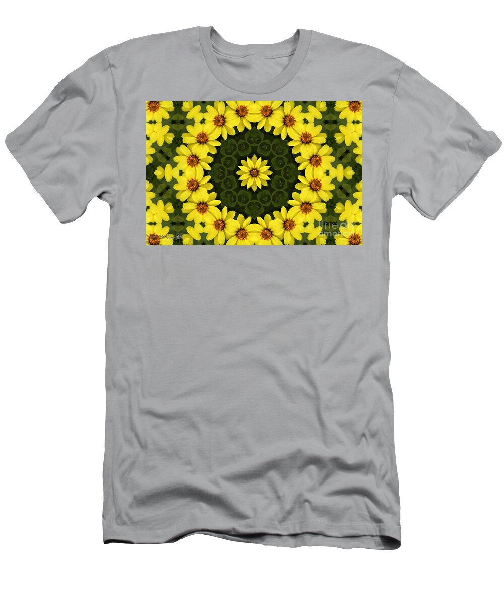 Mccombie T-Shirt featuring the digital art Yellow Zahara Mandala #1 by J McCombie