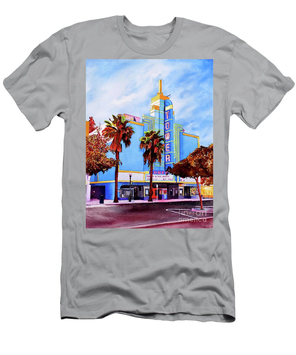 Roseville Ca T-Shirt featuring the painting #215 Tower Theater #215 by William Lum