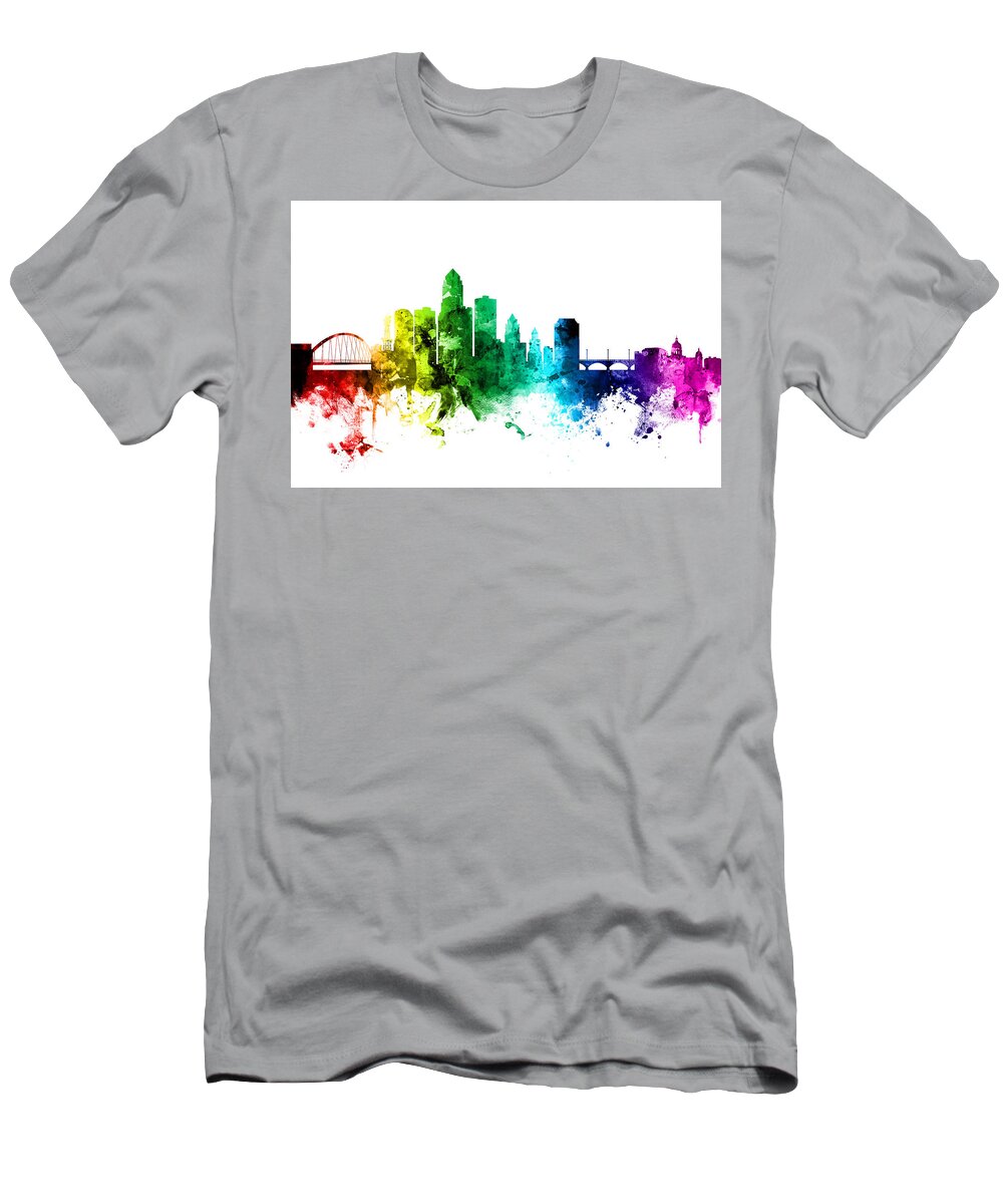 United States T-Shirt featuring the digital art Des Moines Iowa Skyline #3 by Michael Tompsett