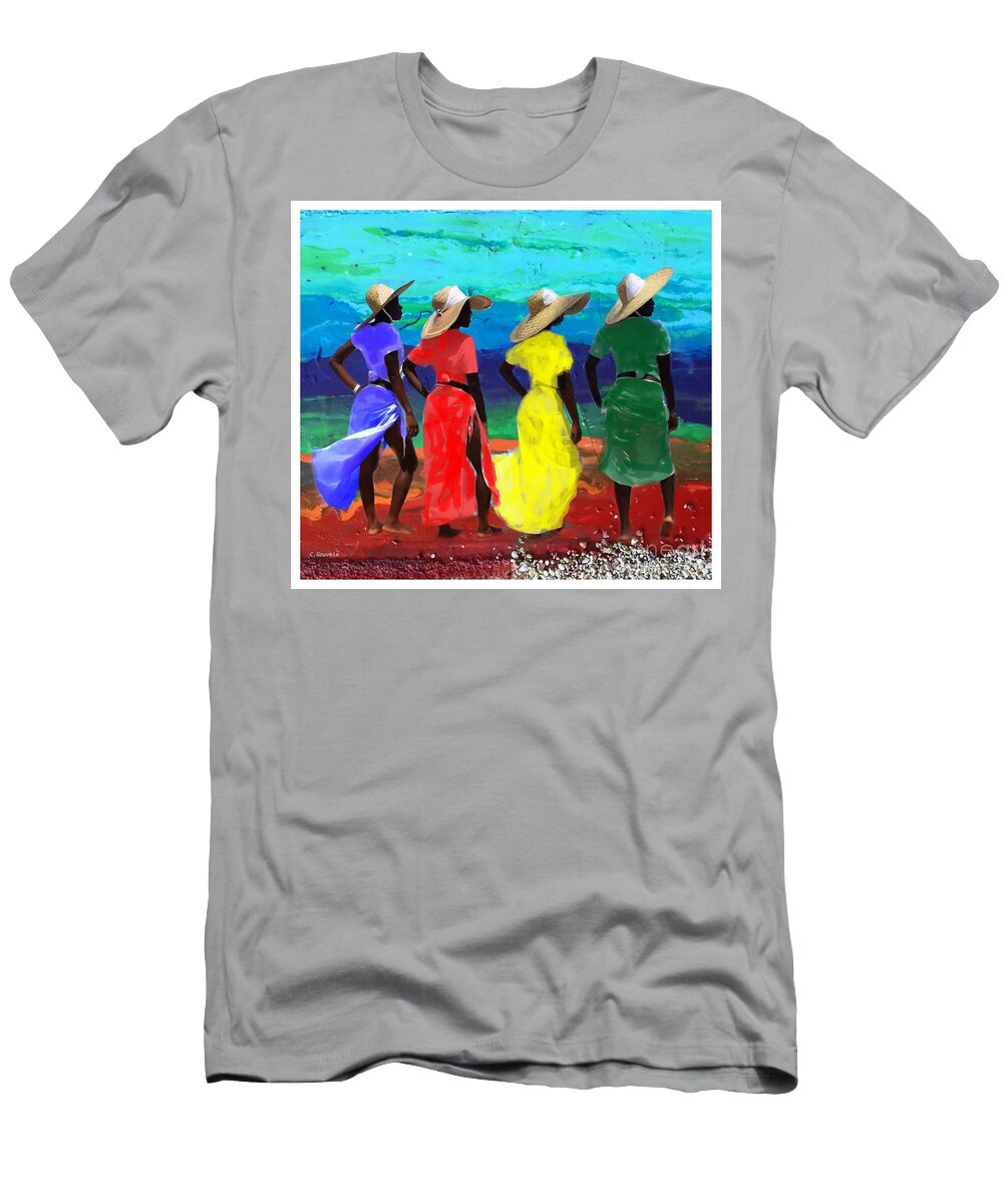 Black Girls Art T-Shirt featuring the mixed media 4 Black Girls by Carl Gouveia