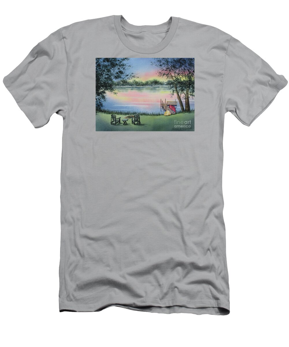Lake T-Shirt featuring the painting 4 Seasons-Spring by Deborah Ronglien