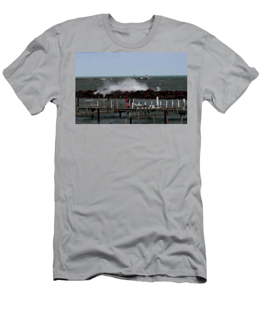 Breakwall T-Shirt featuring the photograph Breakwall #5 by Jean Wolfrum