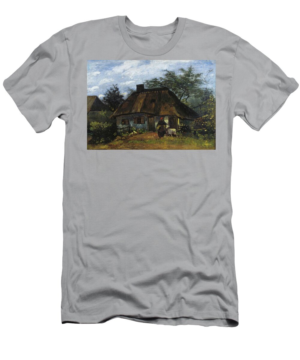 Cottage T-Shirt featuring the painting Farmhouse in Nuenen #6 by Vincent van Gogh