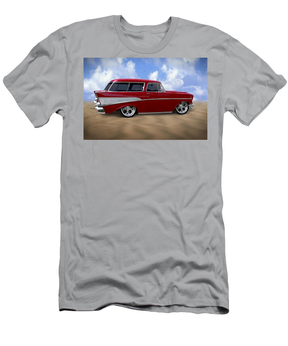 Transportation T-Shirt featuring the photograph 57 Belair Nomad by Mike McGlothlen