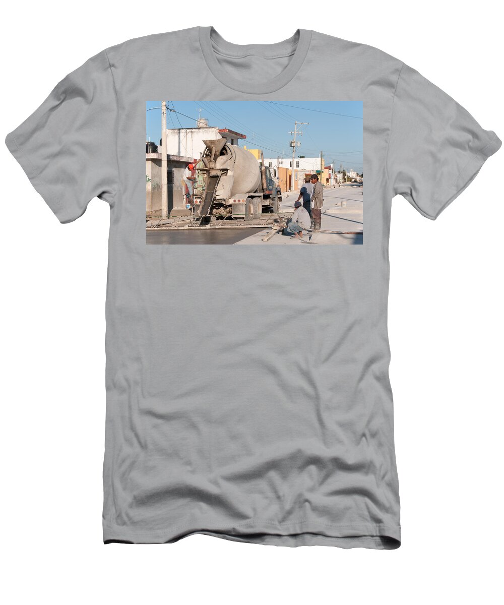 Mexico Yucatan T-Shirt featuring the digital art Men at Work in Progresso #6 by Carol Ailles