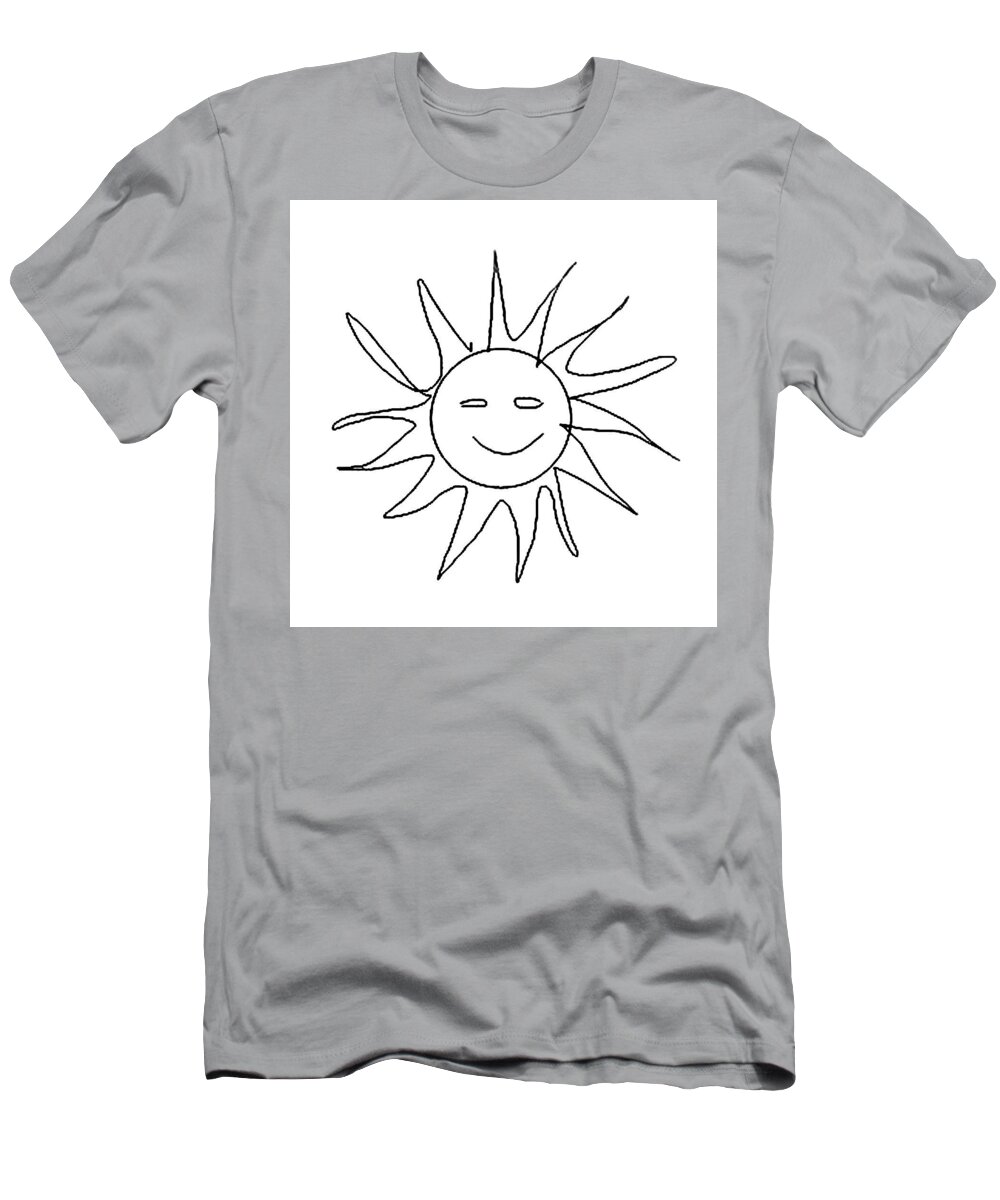Sun T-Shirt featuring the drawing 6.57.Hungary-6-detail-Sun-with-smile by Charlie Szoradi