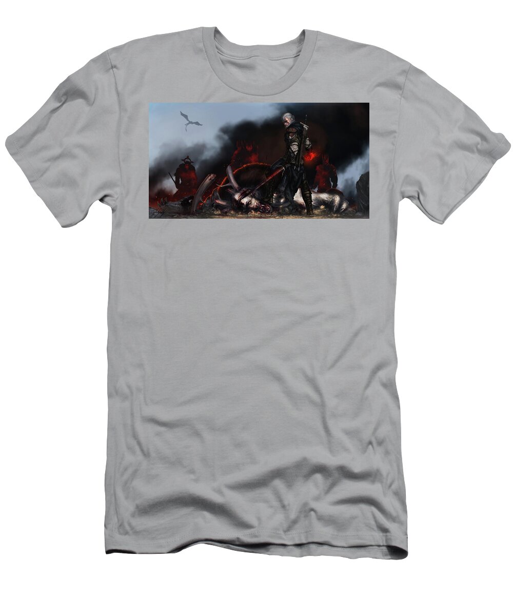 The Witcher 3 Wild Hunt T-Shirt featuring the digital art The Witcher 3 Wild Hunt #8 by Super Lovely