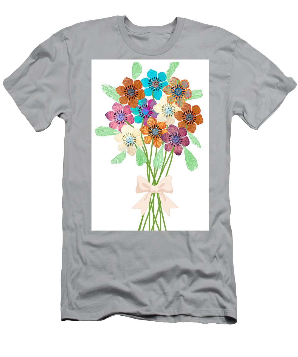Bouquet T-Shirt featuring the digital art A Bouquet for You by Rosalie Scanlon