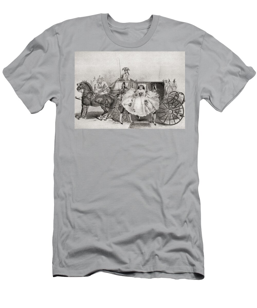 Welsh T-Shirt featuring the drawing A Bride Arriving At Her Wedding by Vintage Design Pics