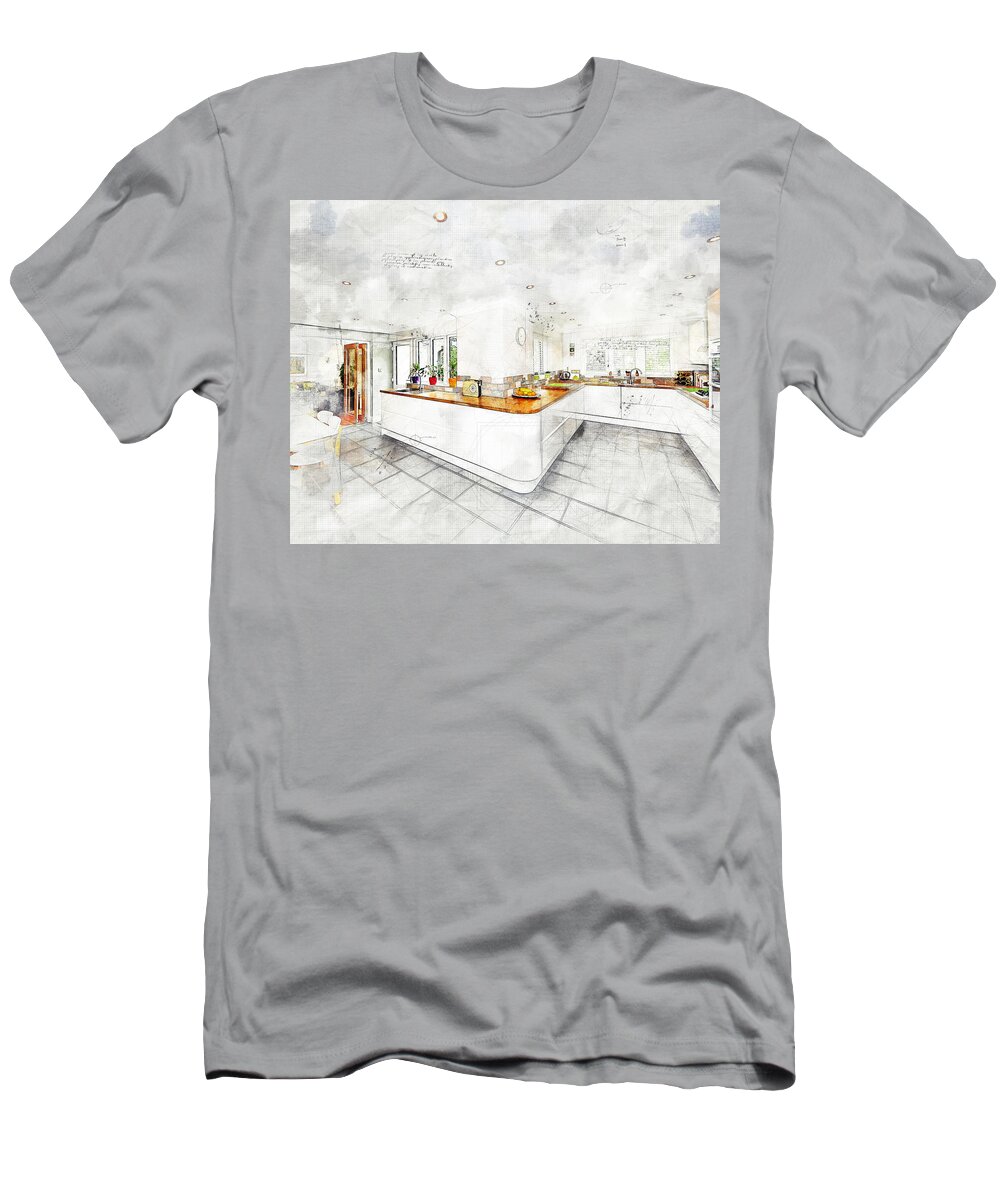 Kitchen T-Shirt featuring the photograph A Bright White Kitchen by Anthony Murphy