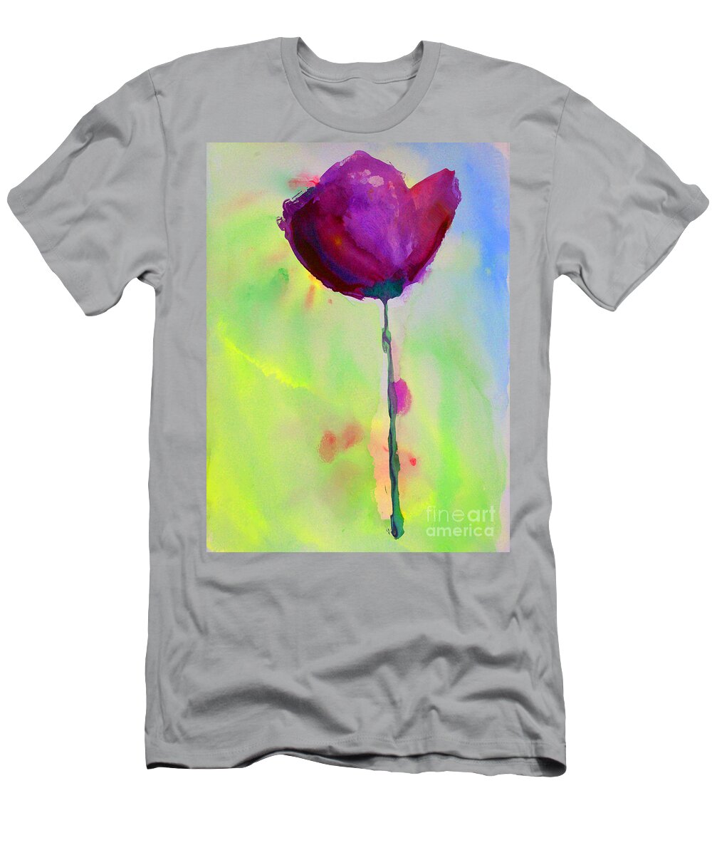 Flower T-Shirt featuring the painting A Purple Flower by Julie Lueders 