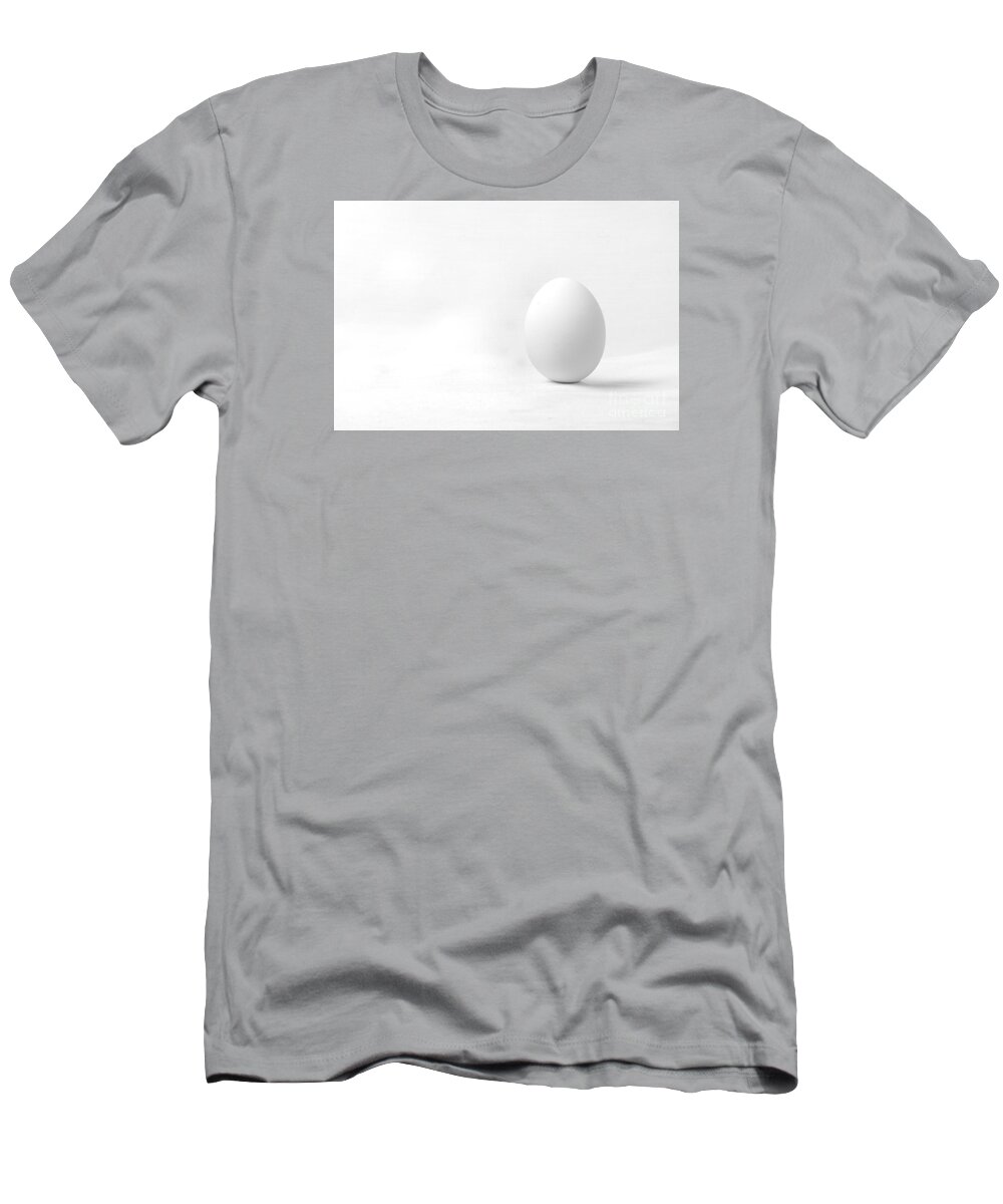 Black White Monochrome Egg Still Life Studio Abstract T-Shirt featuring the photograph A Study in White by Ken DePue
