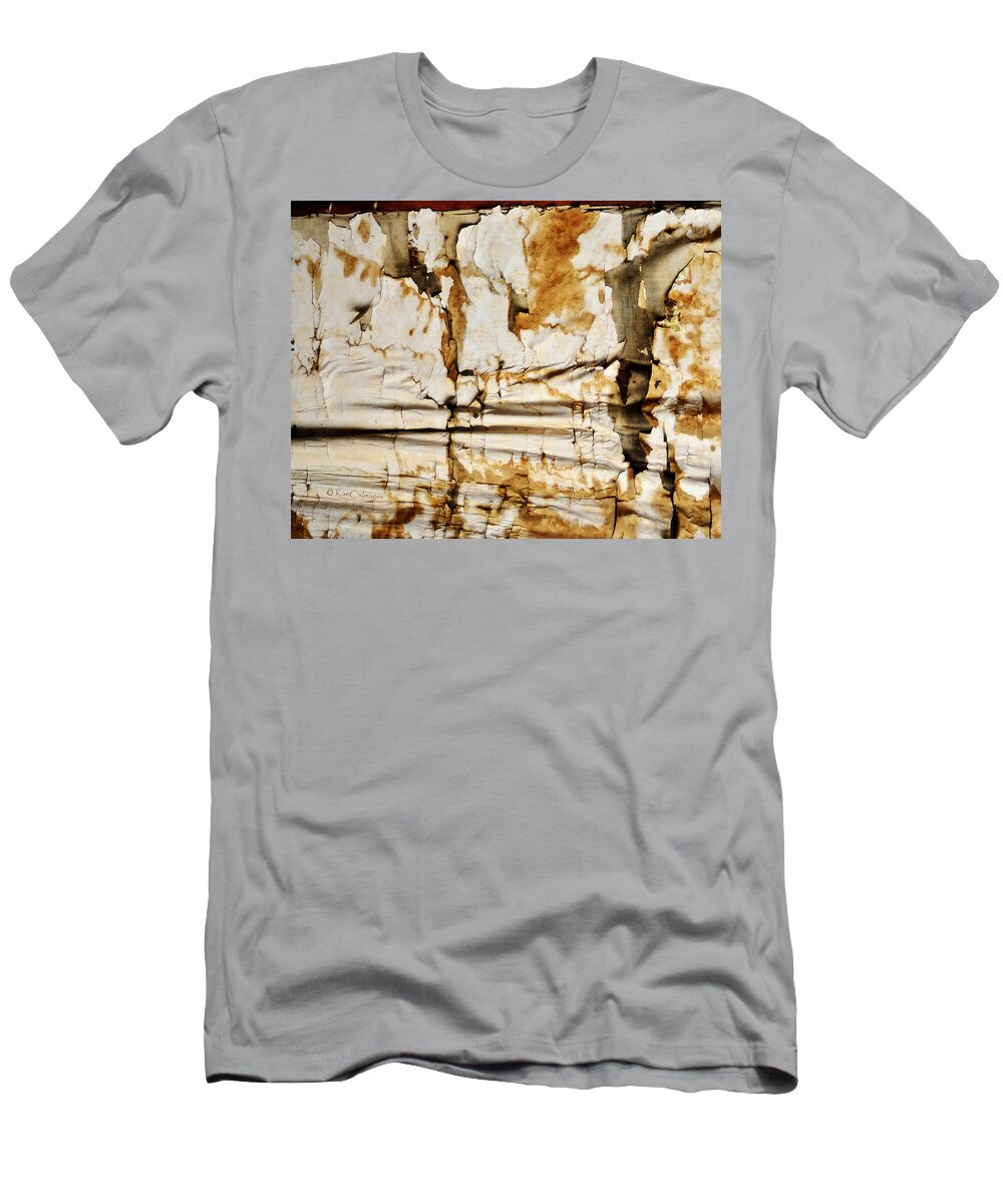 Photographic Abstract T-Shirt featuring the photograph Abstract 1317 Old Wallpaper as Landscape by Kae Cheatham