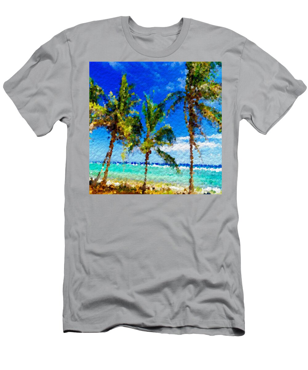 Anthony Fishburne Abstract Beach Palmettos T-Shirt featuring the mixed media Abstract beach Palmettos by Anthony Fishburne