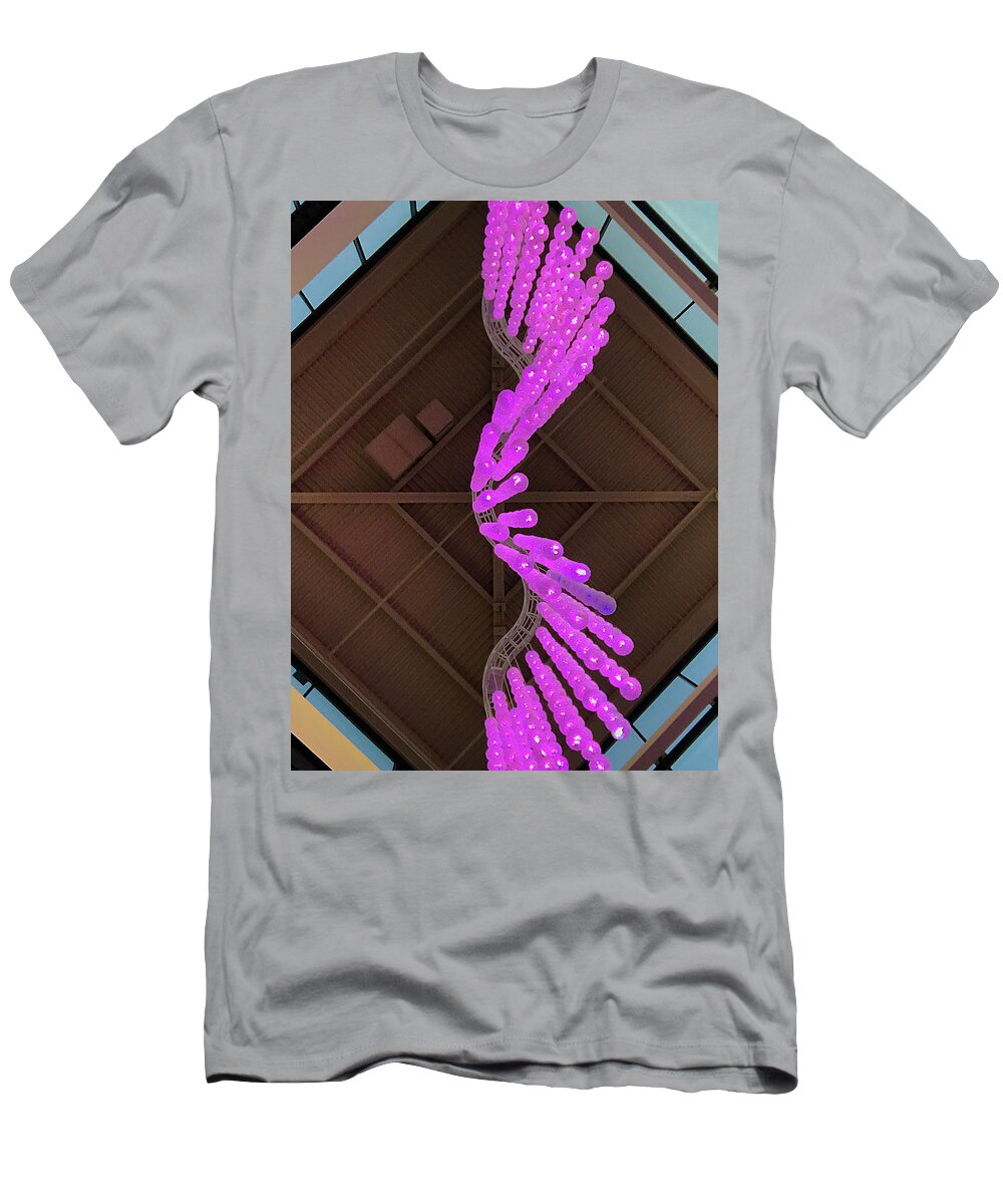 Abstract T-Shirt featuring the photograph Pink Wave - Ceiling Lights Abstract by Patti Deters