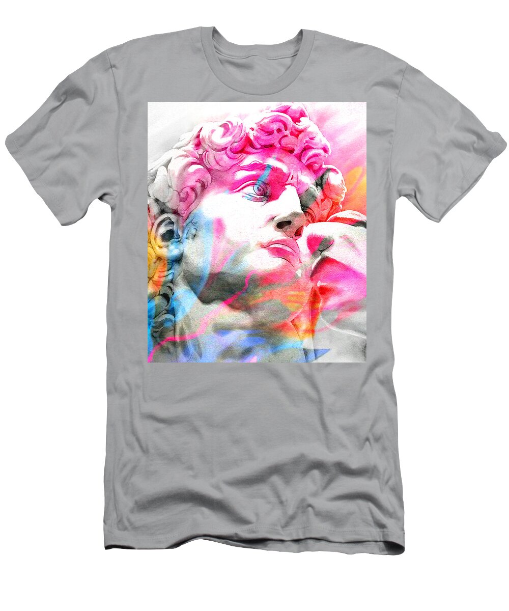 David T-Shirt featuring the digital art THE . DAVID . ABSTRACT 9 Michelangelo by J U A N - O A X A C A