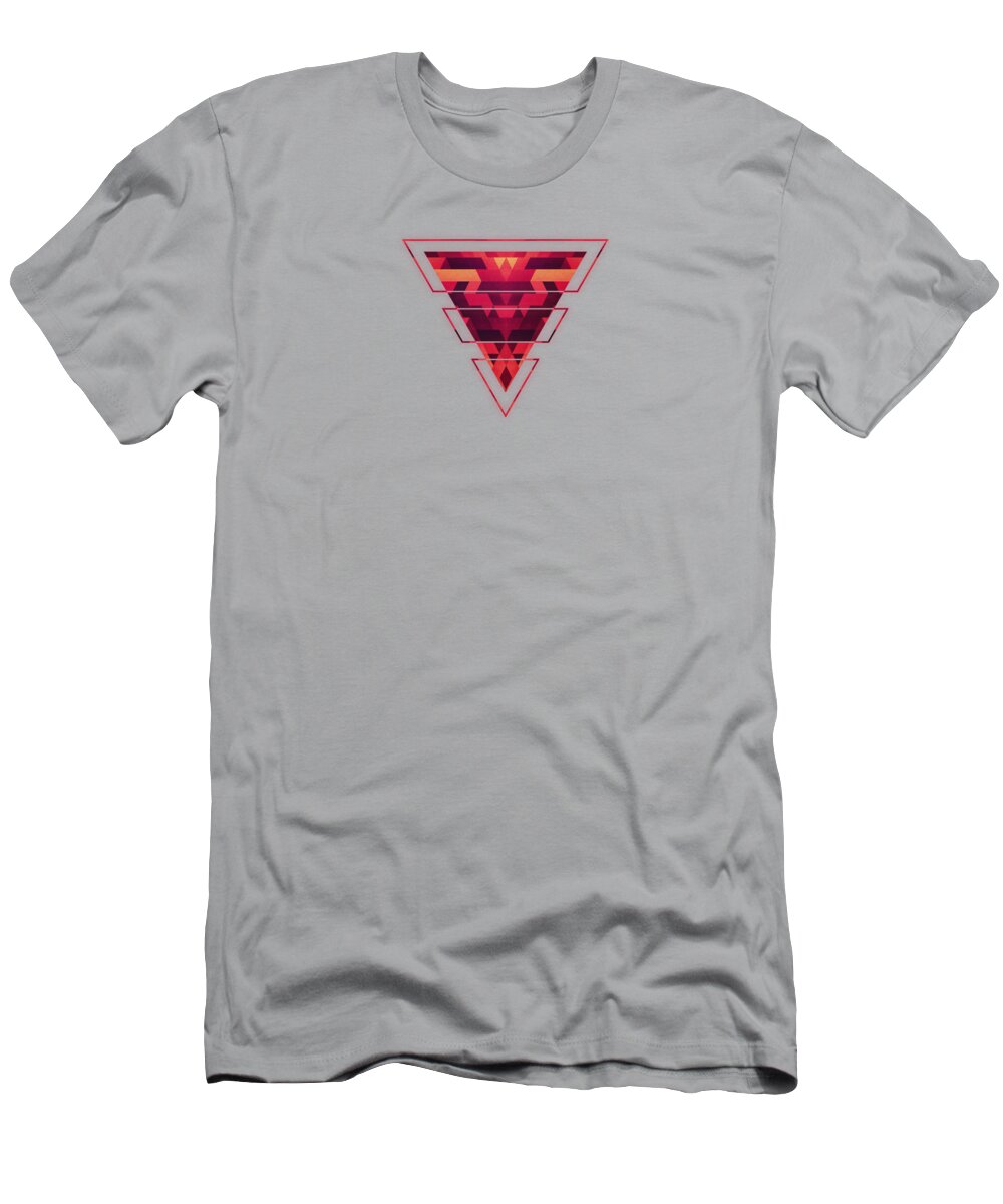 Red T-Shirt featuring the digital art Abstract red geometric triangle texture pattern design Digital Futrure Hipster Fashion by Philipp Rietz