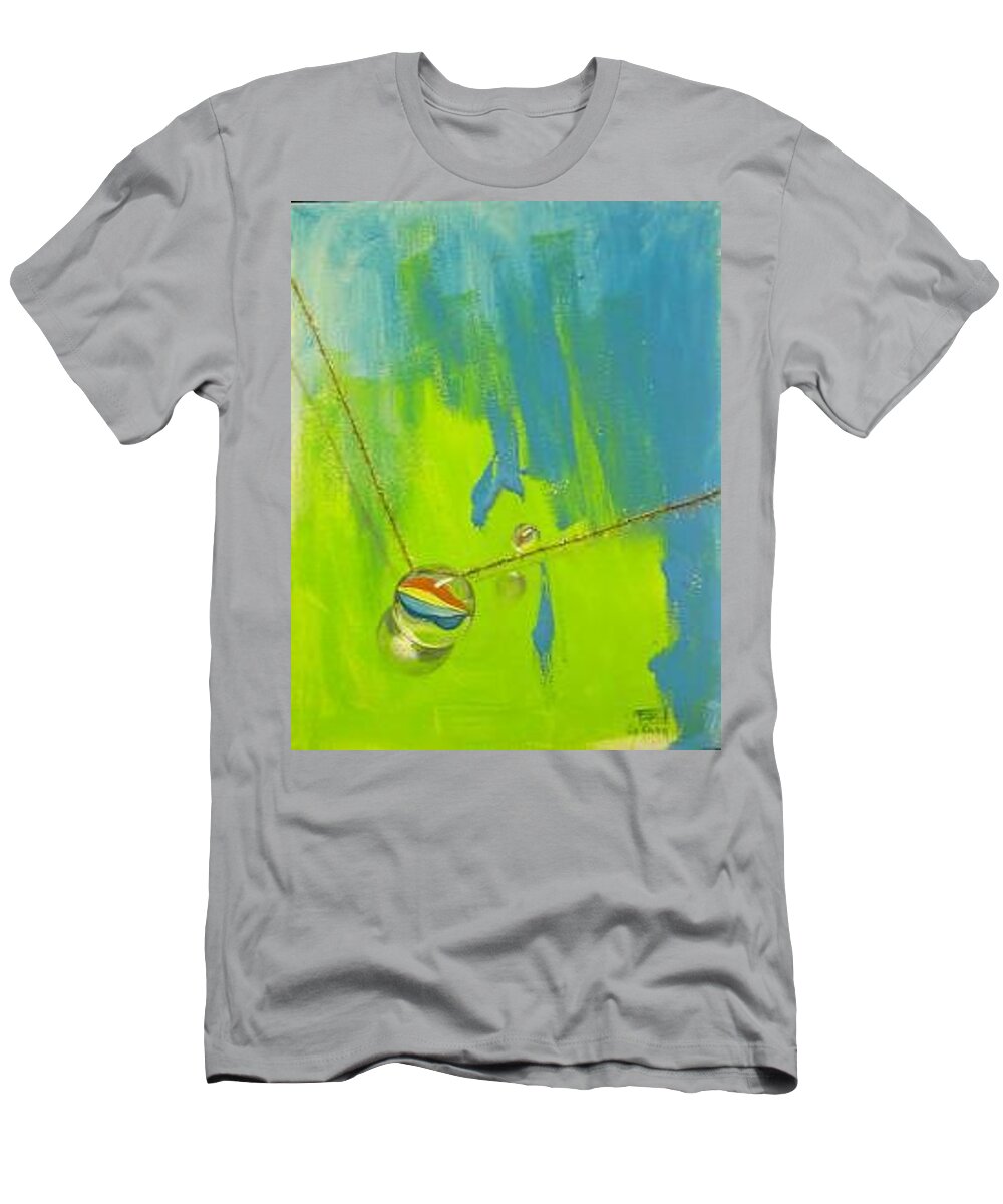 Marbles On String T-Shirt featuring the painting Acrobatics Number One by Roger Calle