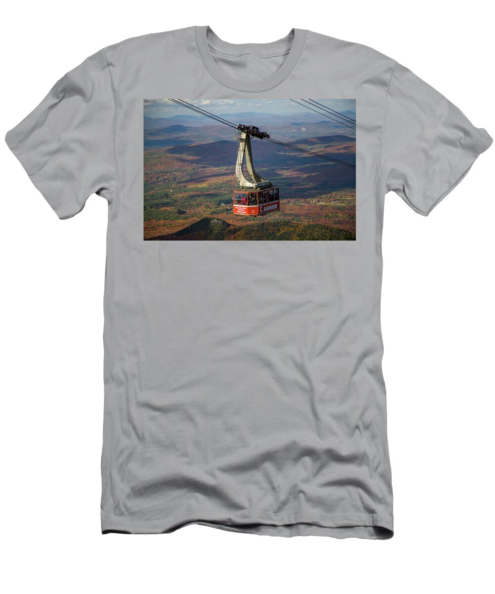Cannon Mountain T-Shirt featuring the photograph Aerial Tram in Autumn by Kevin Craft