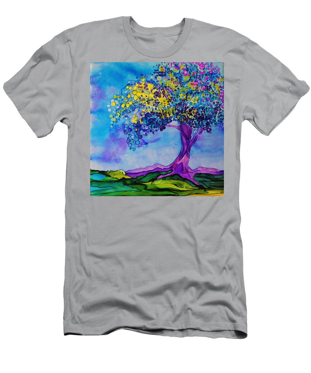 Alcohol Ink T-Shirt featuring the painting Grounded - A 234 by Catherine Van Der Woerd