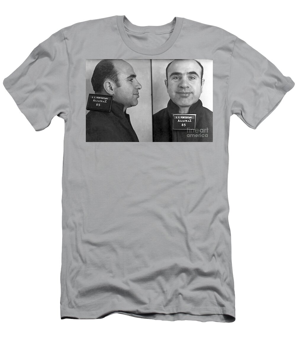 Prohibition T-Shirt featuring the photograph Al Capone Alcatraz Mugshot by Jon Neidert