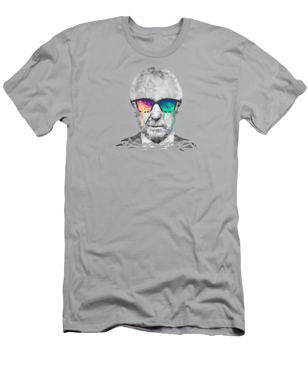Lsd T-Shirt featuring the painting Albert Hofmann - Psychedelic Polygon Crystalised Portrait by Philipp Rietz