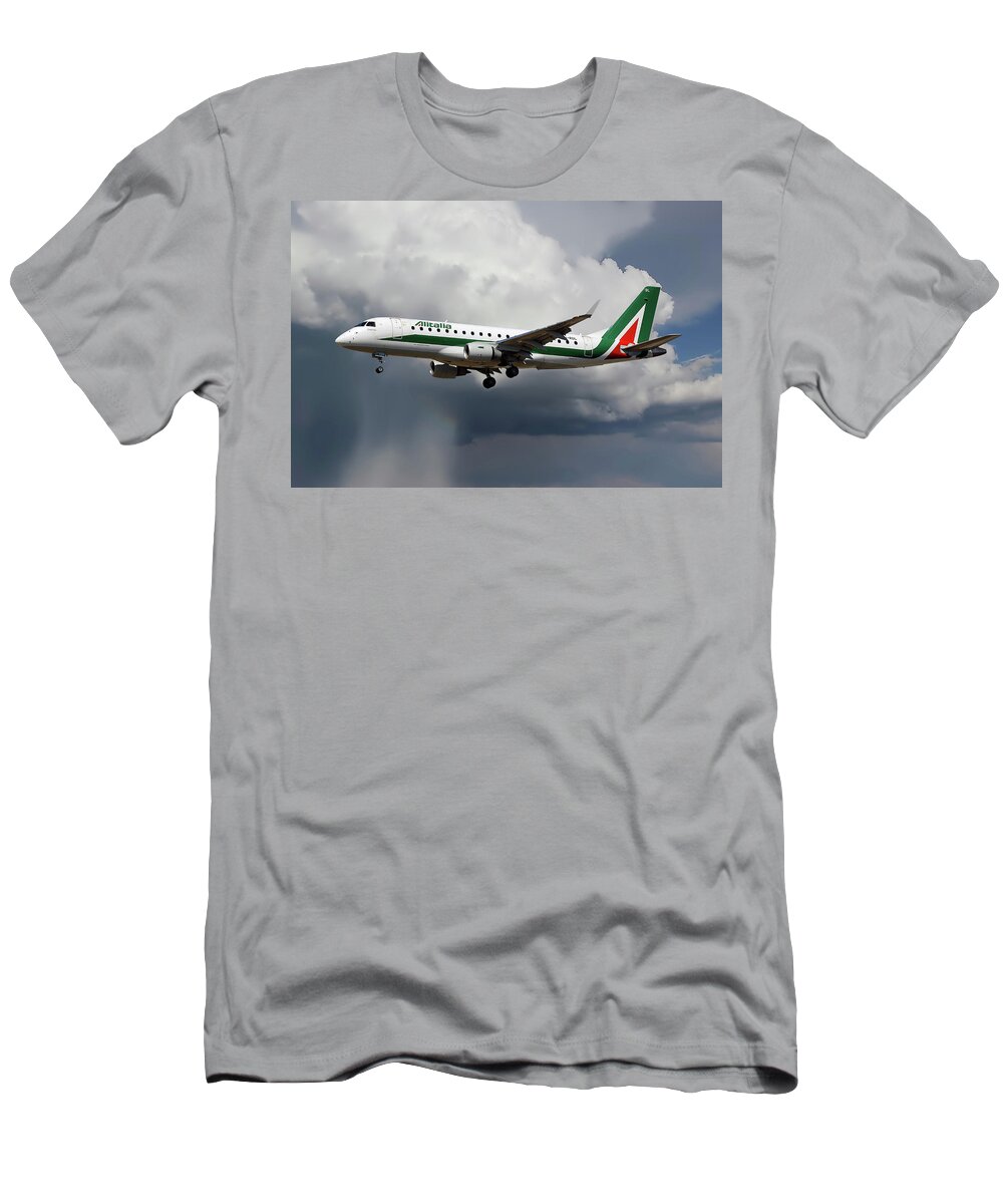 Alitalia T-Shirt featuring the photograph Alitalia Embraer ERJ-175STD by Smart Aviation