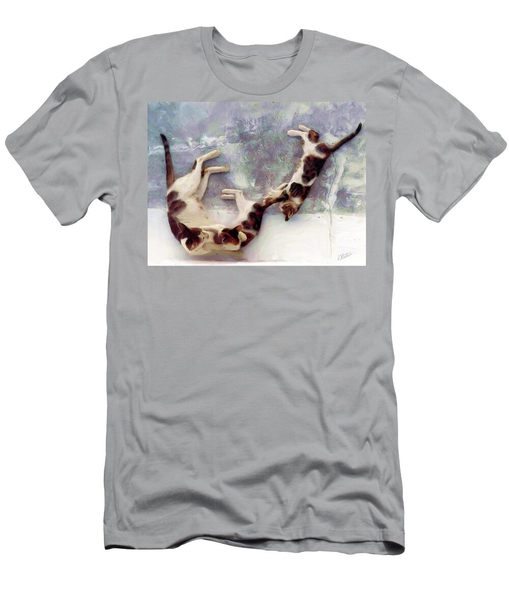 Portrait T-Shirt featuring the painting All Stretched Out - RDW250809 by Dean Wittle
