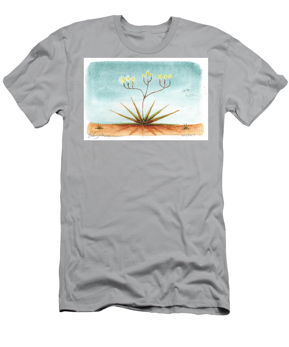 Hanukah T-Shirt featuring the painting Aloe Menorah by Eric Suchman