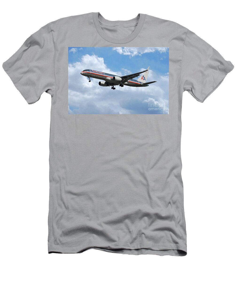 Boeing T-Shirt featuring the digital art American Airlines Boeing 757 by Airpower Art