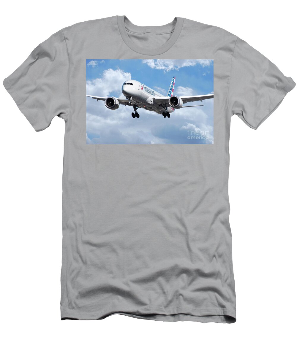 Boeing T-Shirt featuring the digital art American Airlines Boeing 787 Dreamliner by Airpower Art