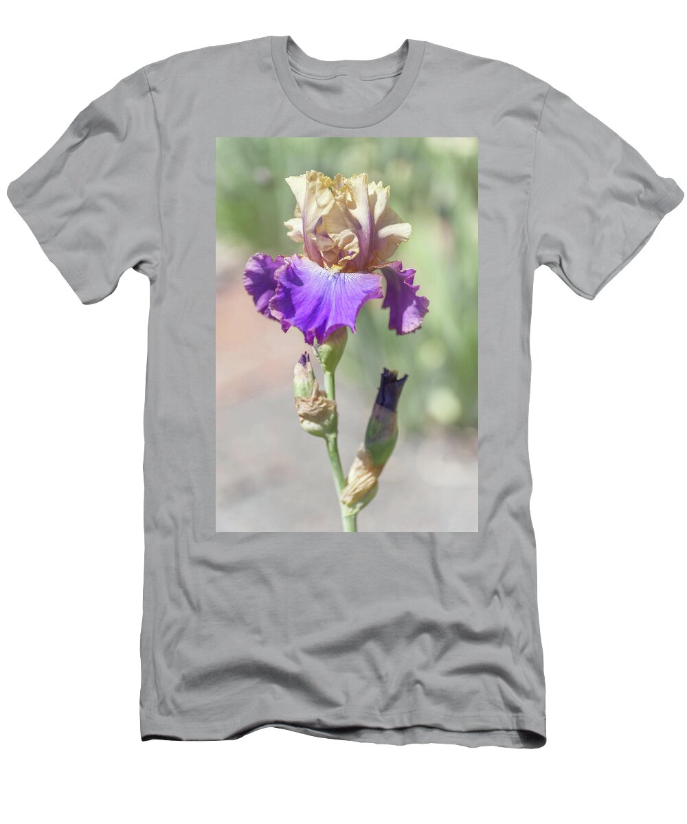 Jenny Rainbow Fine Art Photography T-Shirt featuring the photograph Amigos Guitar. The Beauty of Irises by Jenny Rainbow