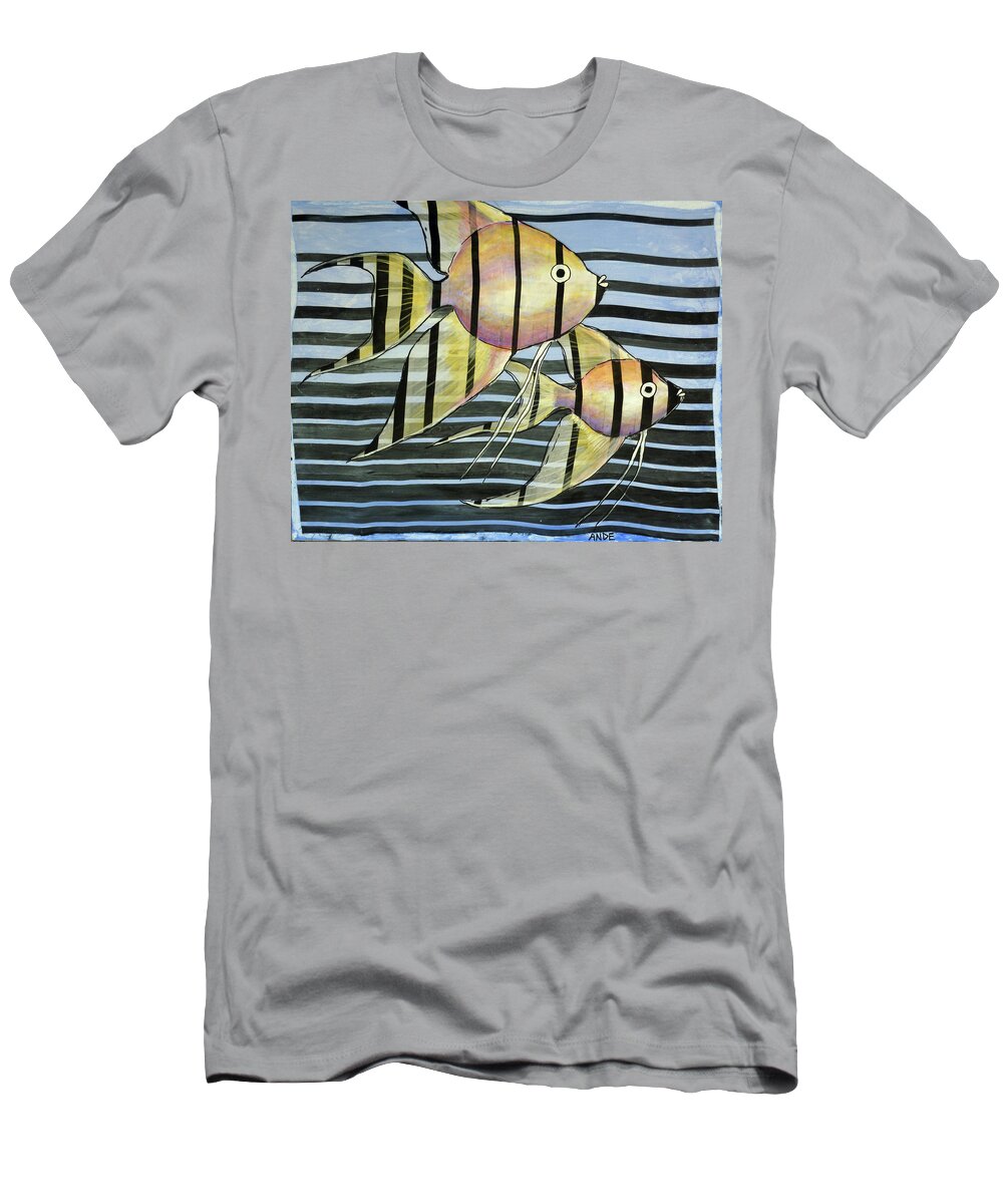 Angelfish T-Shirt featuring the painting Angelfish Chiffon by Ande Hall